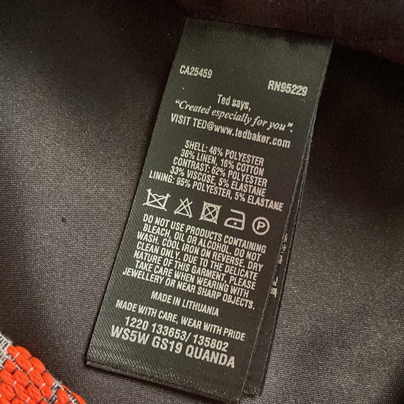 Ted Baker London Pencil Skirt Bright Orange Textured back zip 2 - Picture 5 of 9